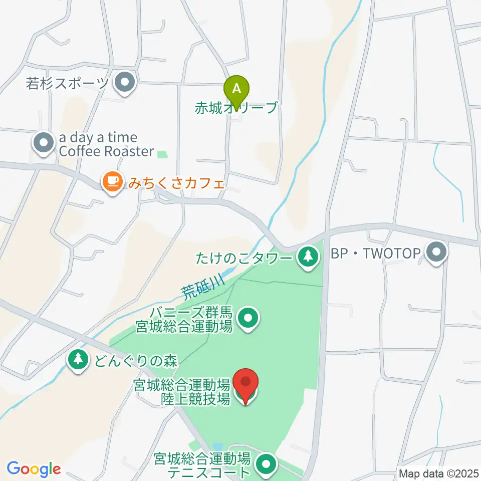 バニーズ群馬宮城総合運動場競技場周辺のホテル一覧地図