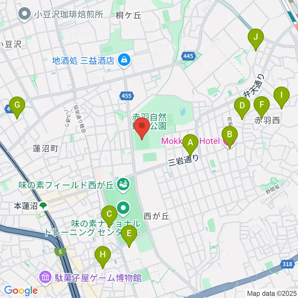 赤羽スポーツの森公園競技場周辺のホテル一覧地図