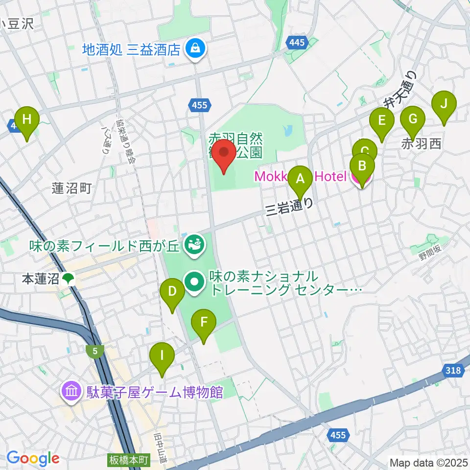 赤羽スポーツの森公園競技場周辺のホテル一覧地図