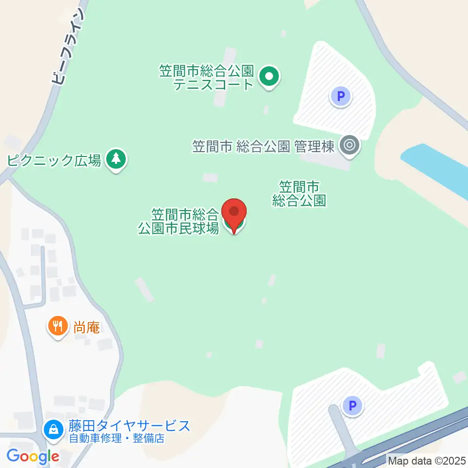 笠間市民球場周辺のホテル一覧地図