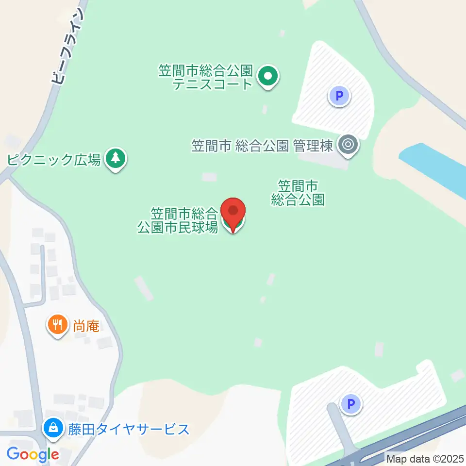 笠間市民球場周辺のホテル一覧地図