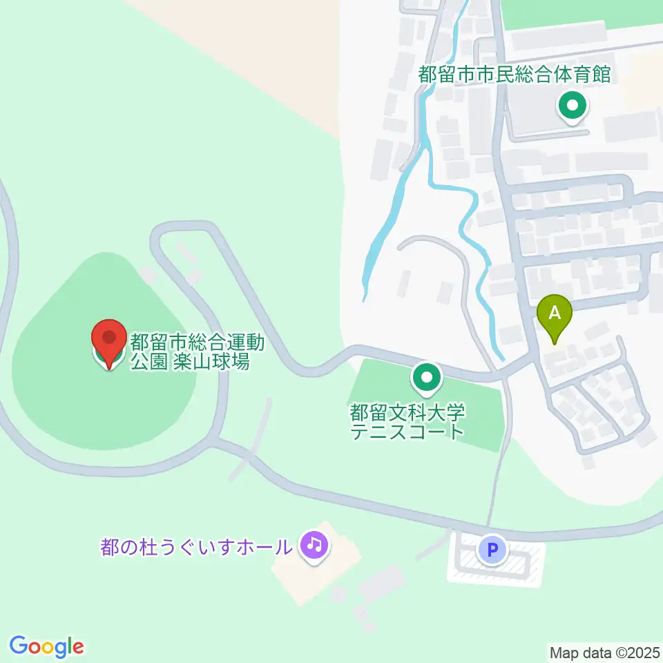 都留市総合運動公園楽山球場周辺のホテル一覧地図