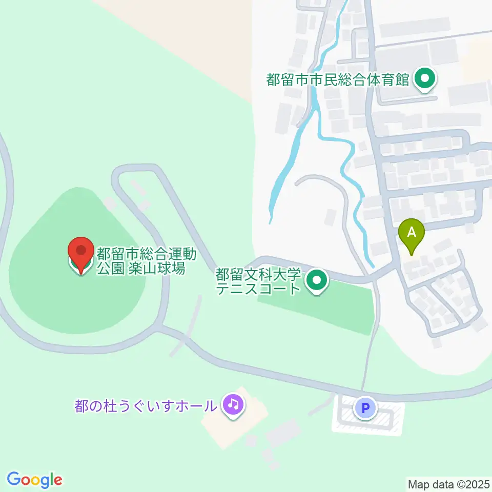 都留市総合運動公園楽山球場周辺のホテル一覧地図