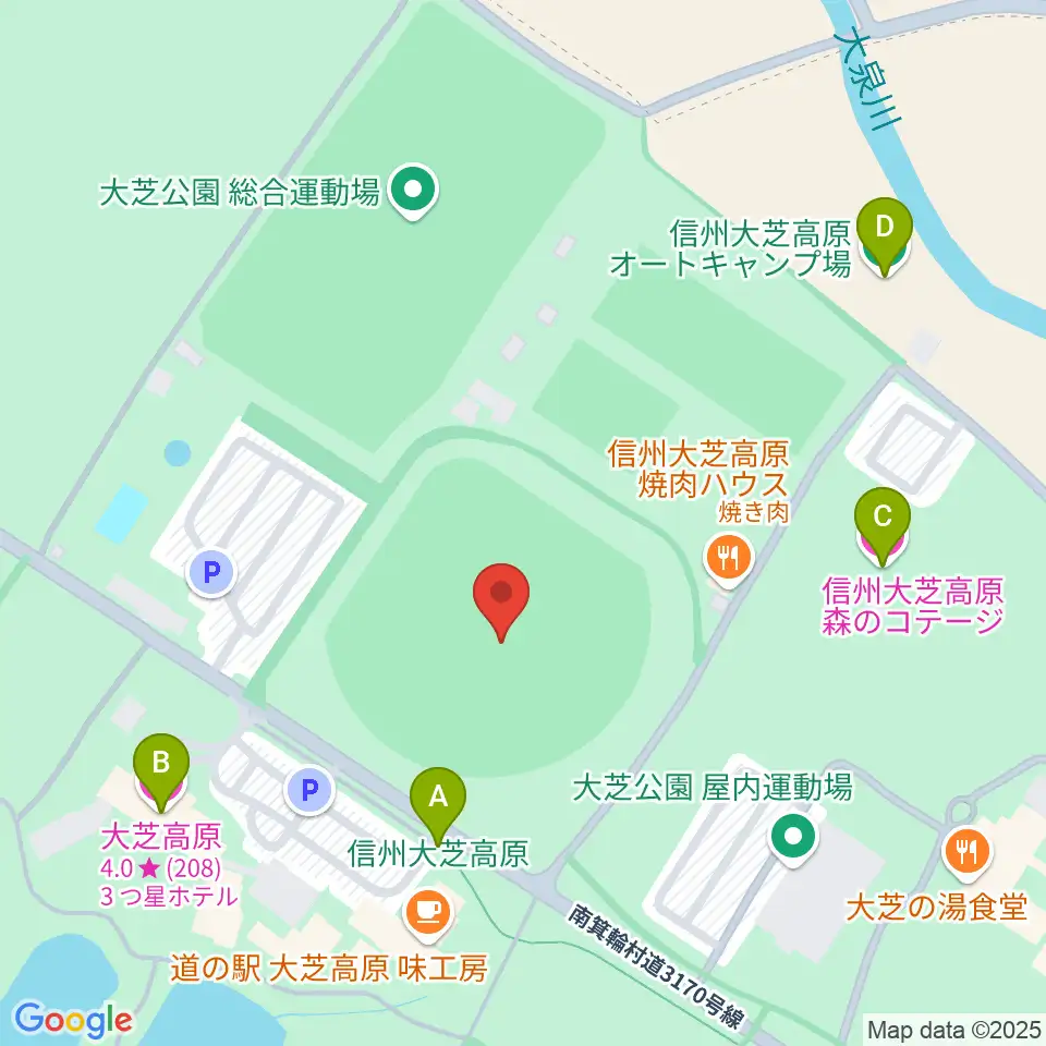 南箕輪村大芝公園野球場周辺のホテル一覧地図