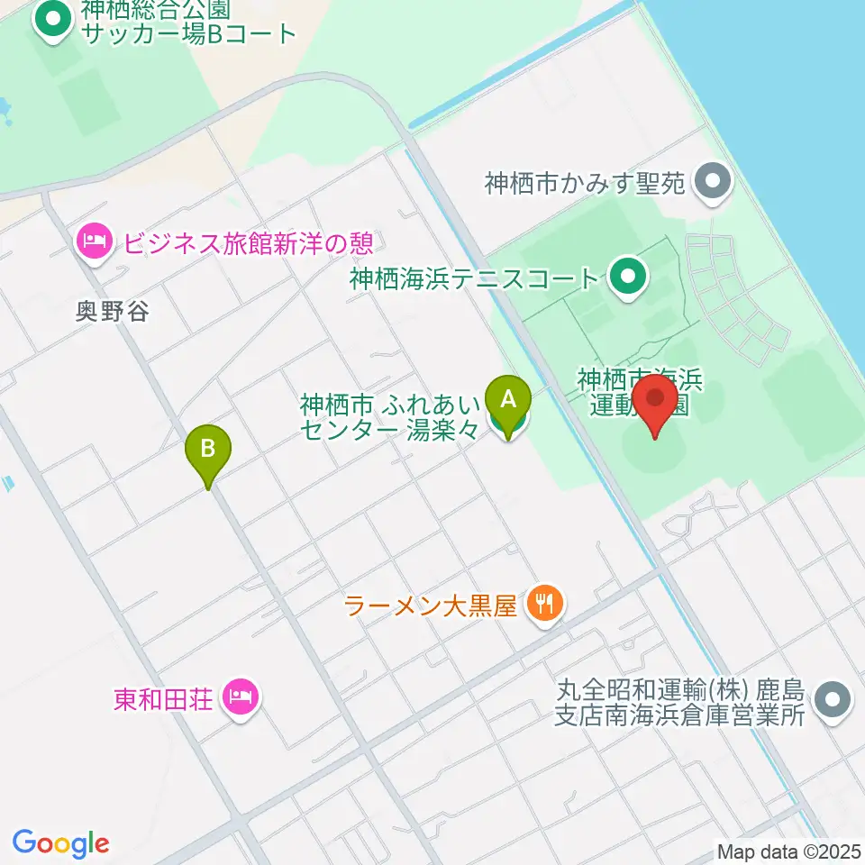 神栖海浜球場周辺のホテル一覧地図