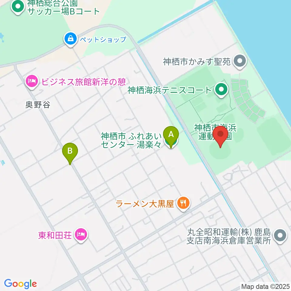 神栖海浜球場周辺のホテル一覧地図