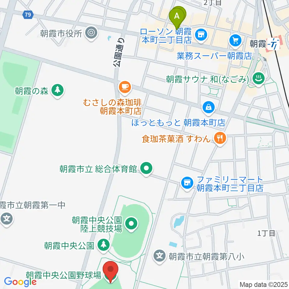 朝霞中央公園野球場周辺のホテル一覧地図