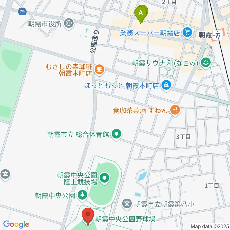 朝霞中央公園野球場周辺のホテル一覧地図