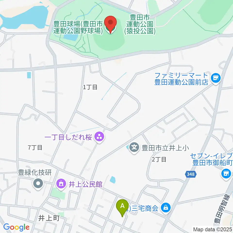 豊田市運動公園野球場周辺のホテル一覧地図