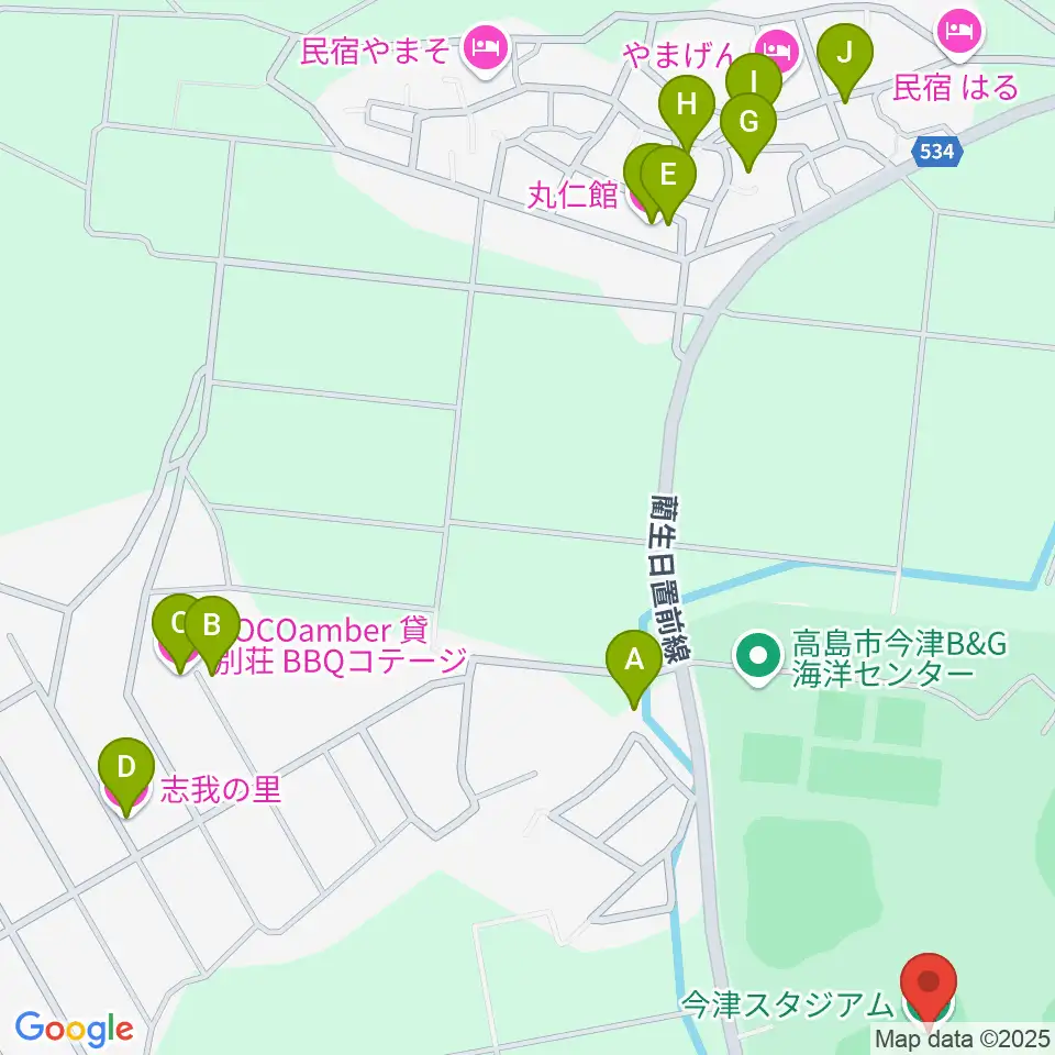 今津スタジアム周辺のホテル一覧地図