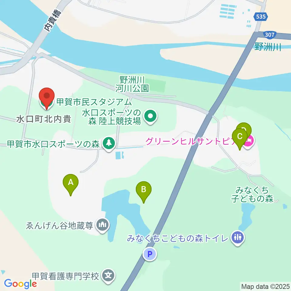 甲賀市民スタジアム周辺のホテル一覧地図