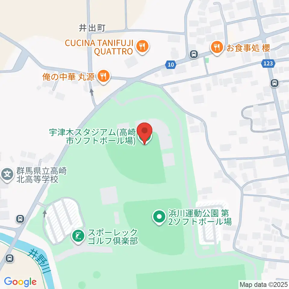 宇津木スタジアム周辺のホテル一覧地図
