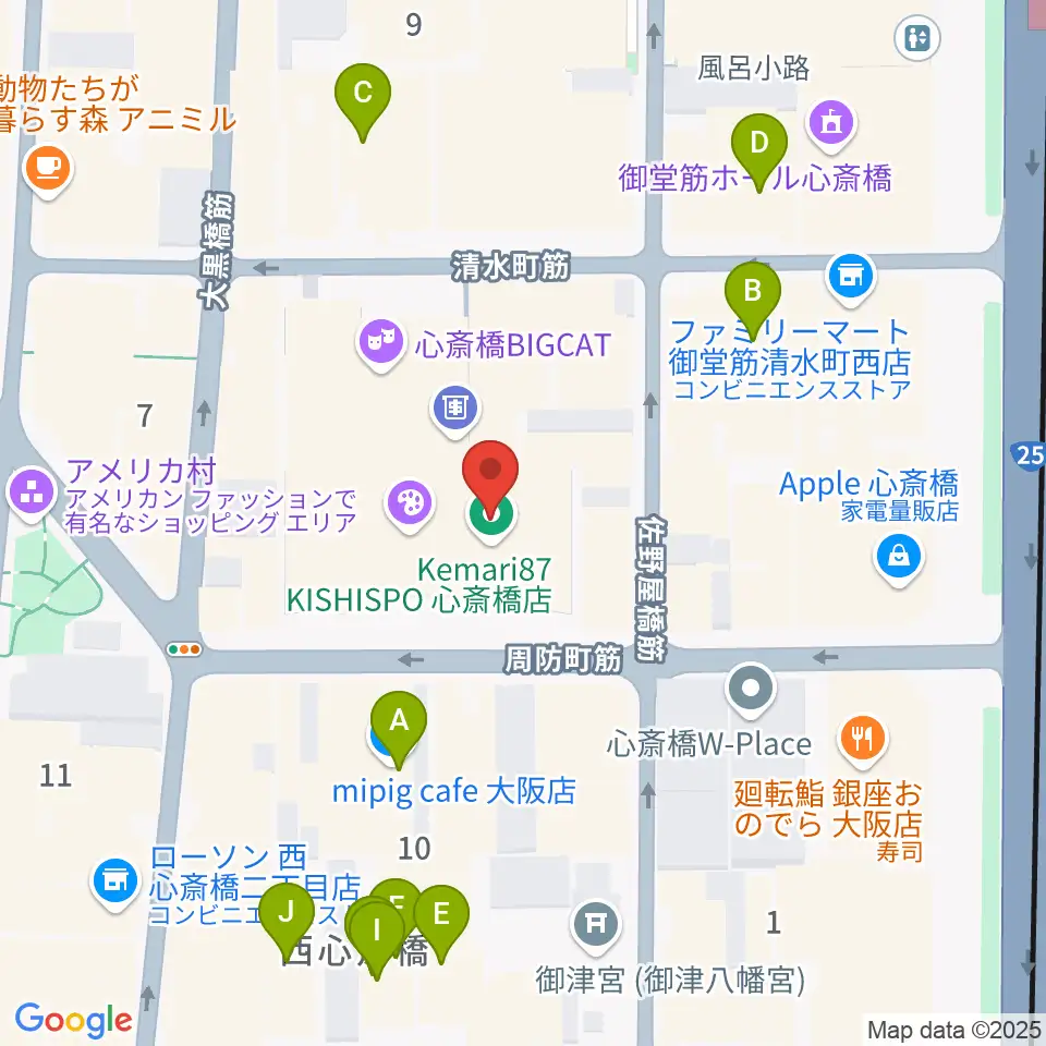 キノシネマ心斎橋周辺のホテル一覧地図