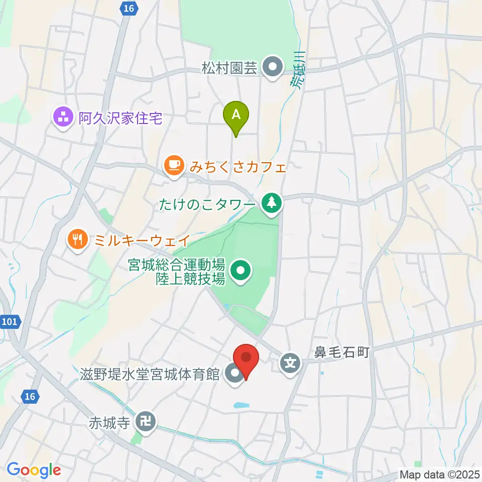 滋野堤水堂宮城体育館周辺のホテル一覧地図