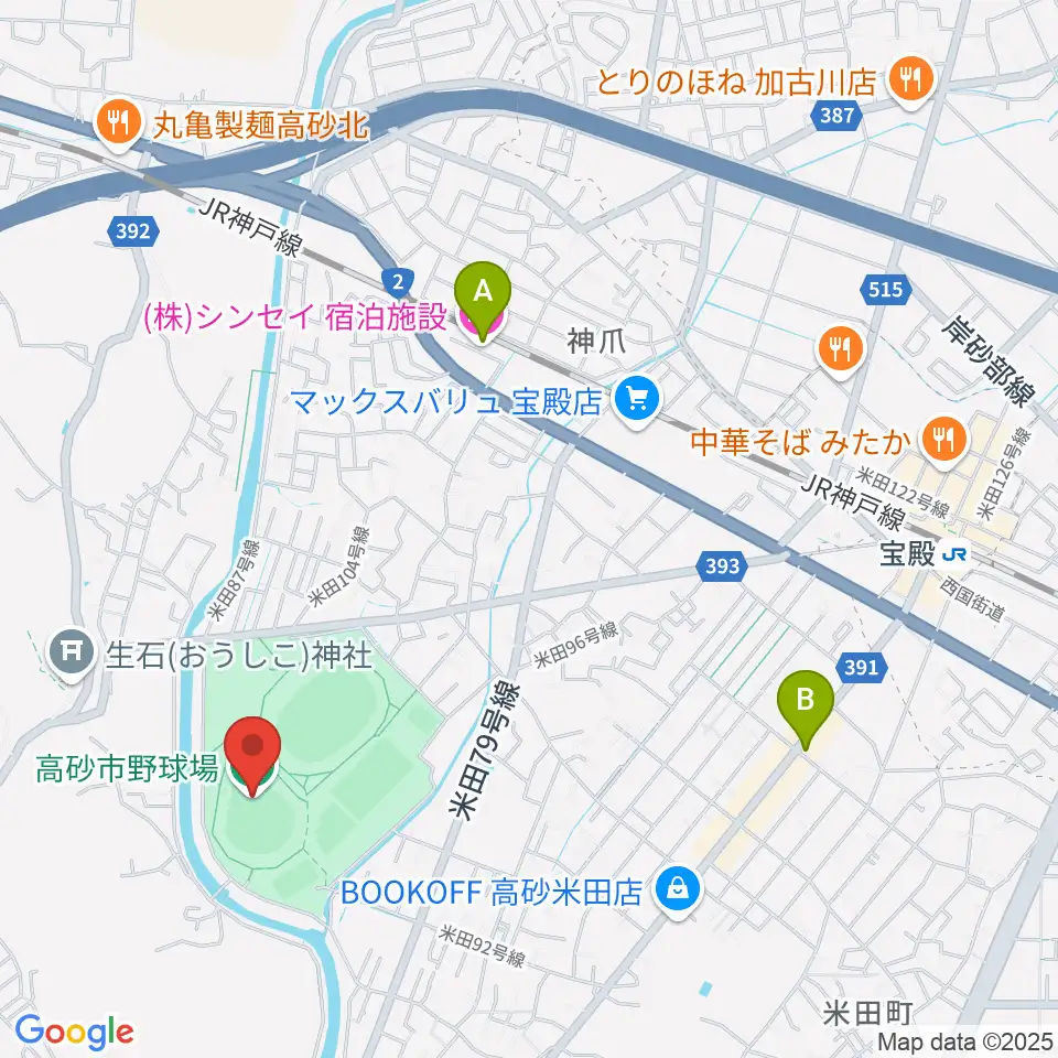 高砂市野球場周辺のホテル一覧地図