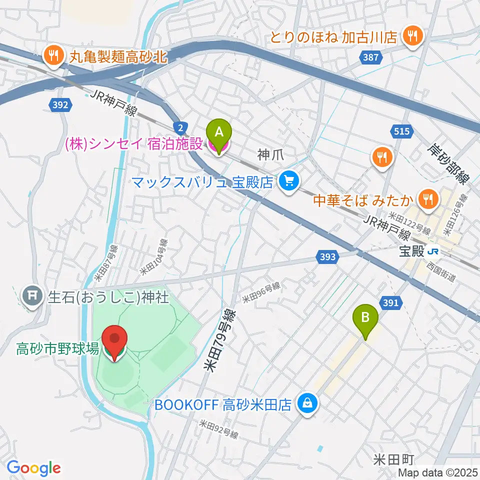 高砂市野球場周辺のホテル一覧地図