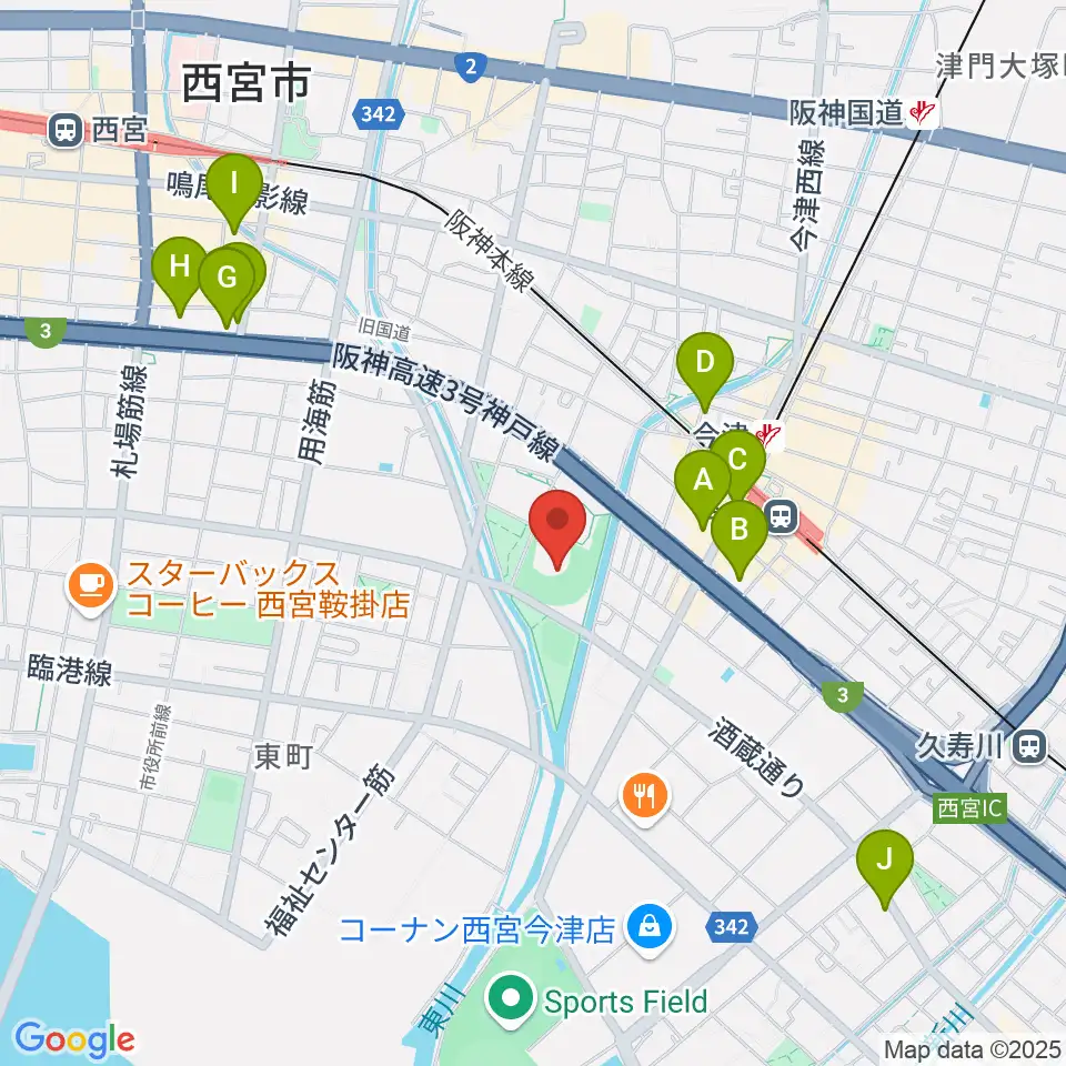津門中央公園野球場周辺のホテル一覧地図