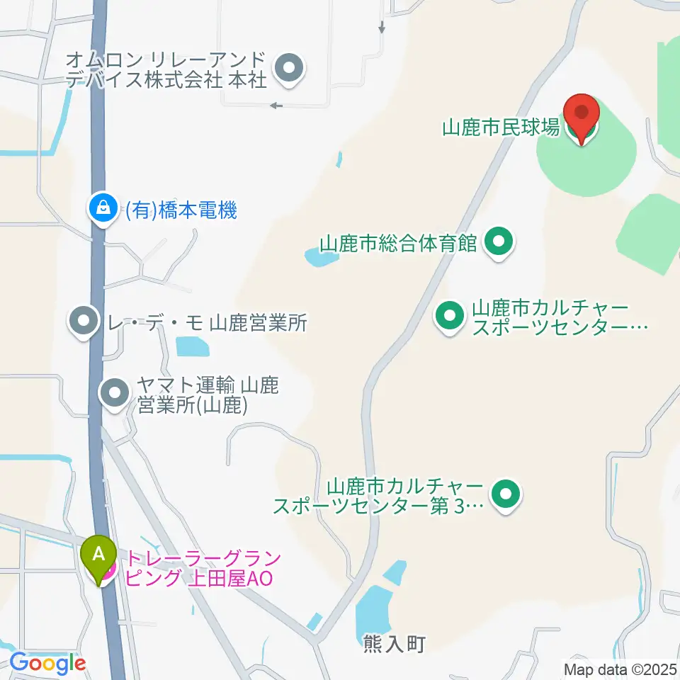 山鹿市民球場周辺のホテル一覧地図