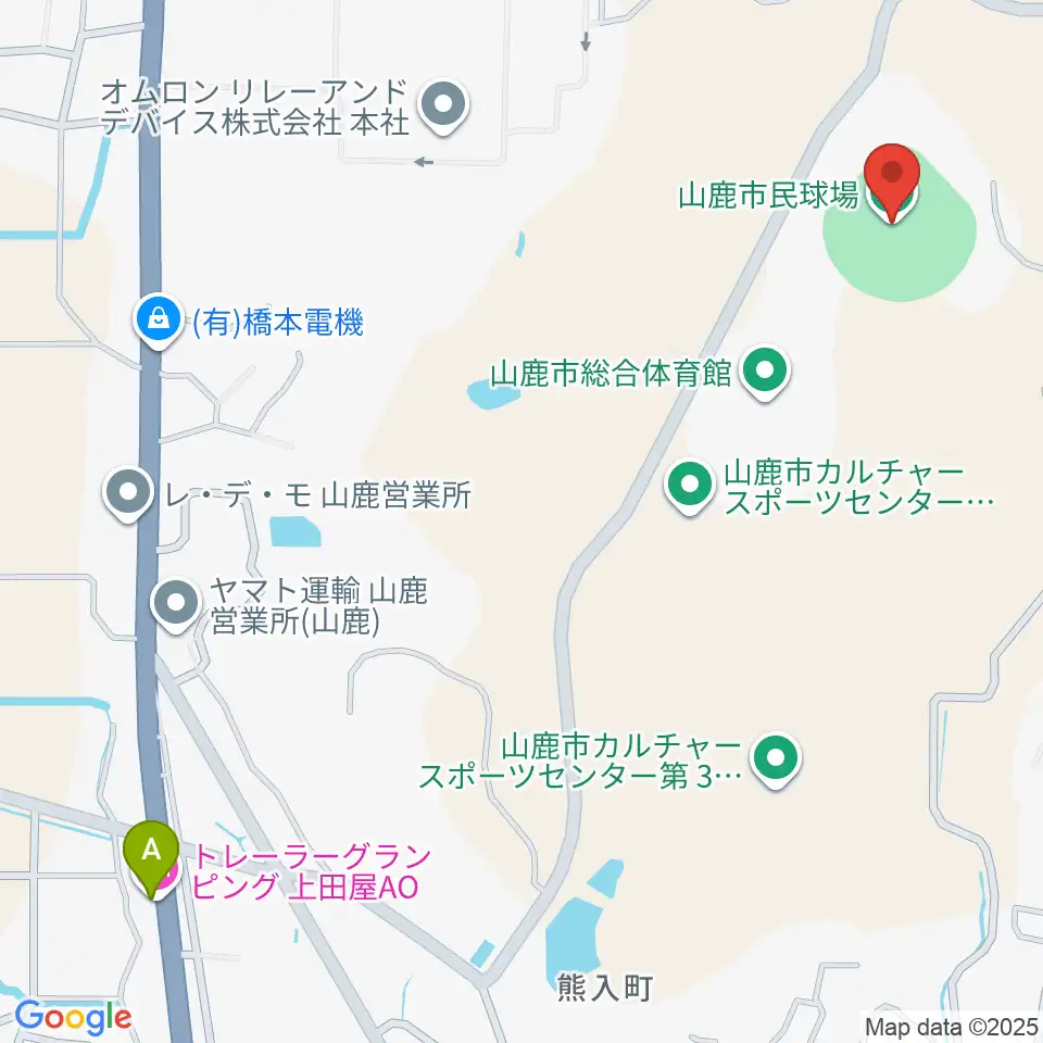 山鹿市民球場周辺のホテル一覧地図