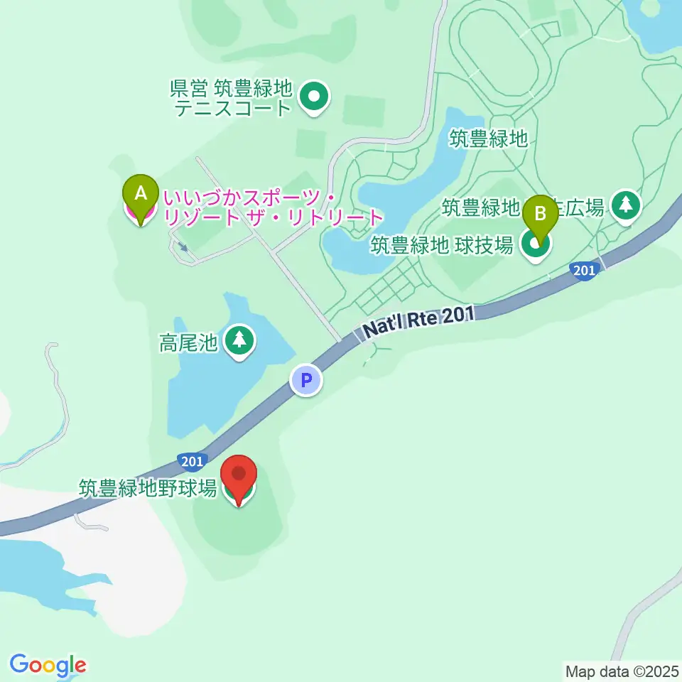 筑豊緑地野球場周辺のホテル一覧地図