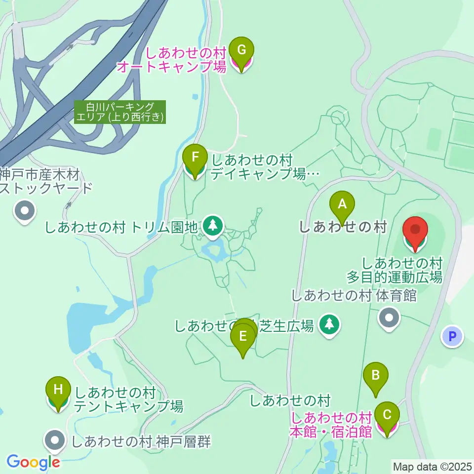 神戸市しあわせの村 多目的運動広場周辺のホテル一覧地図