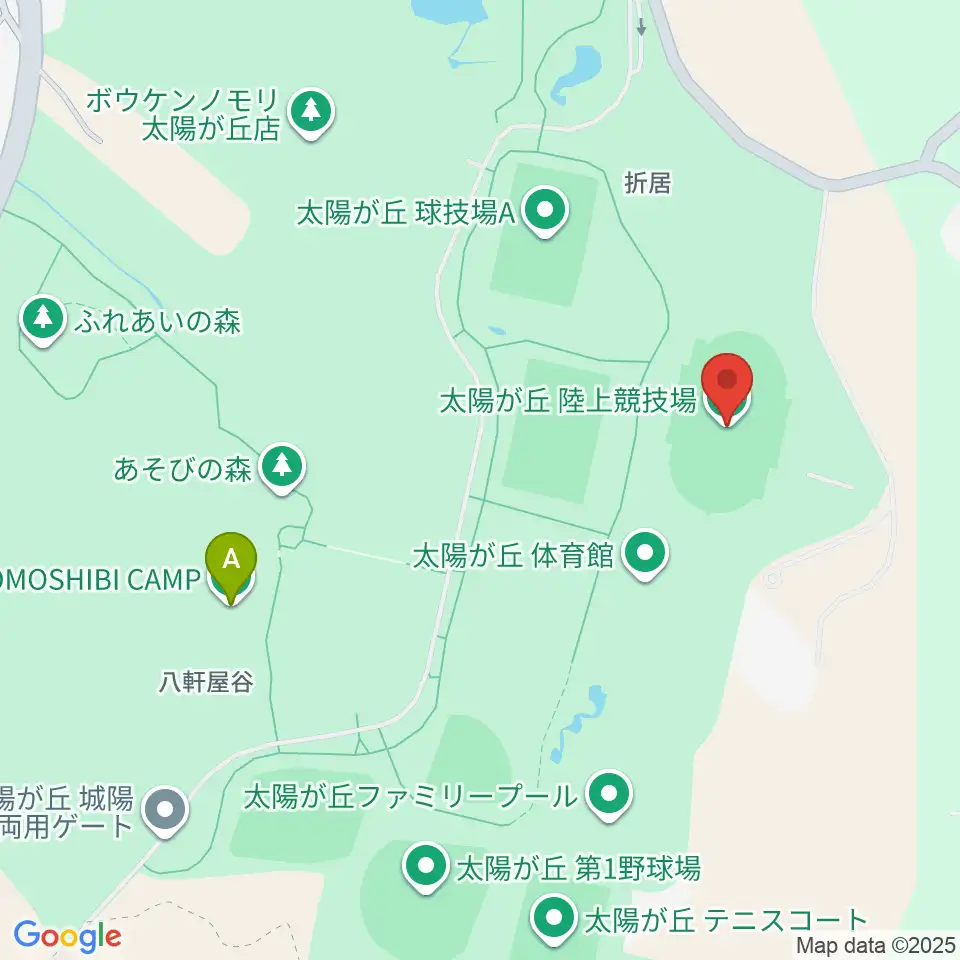 太陽が丘陸上競技場周辺のホテル一覧地図