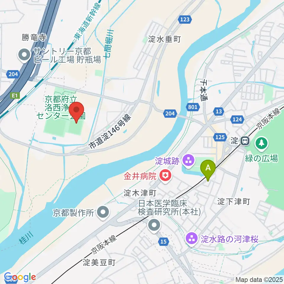 アクアパルコ洛西球技場周辺のホテル一覧地図