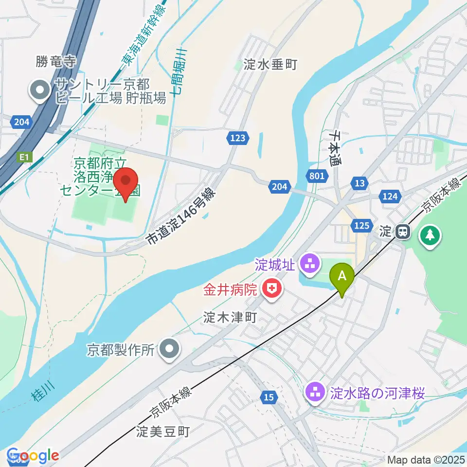 アクアパルコ洛西球技場周辺のホテル一覧地図