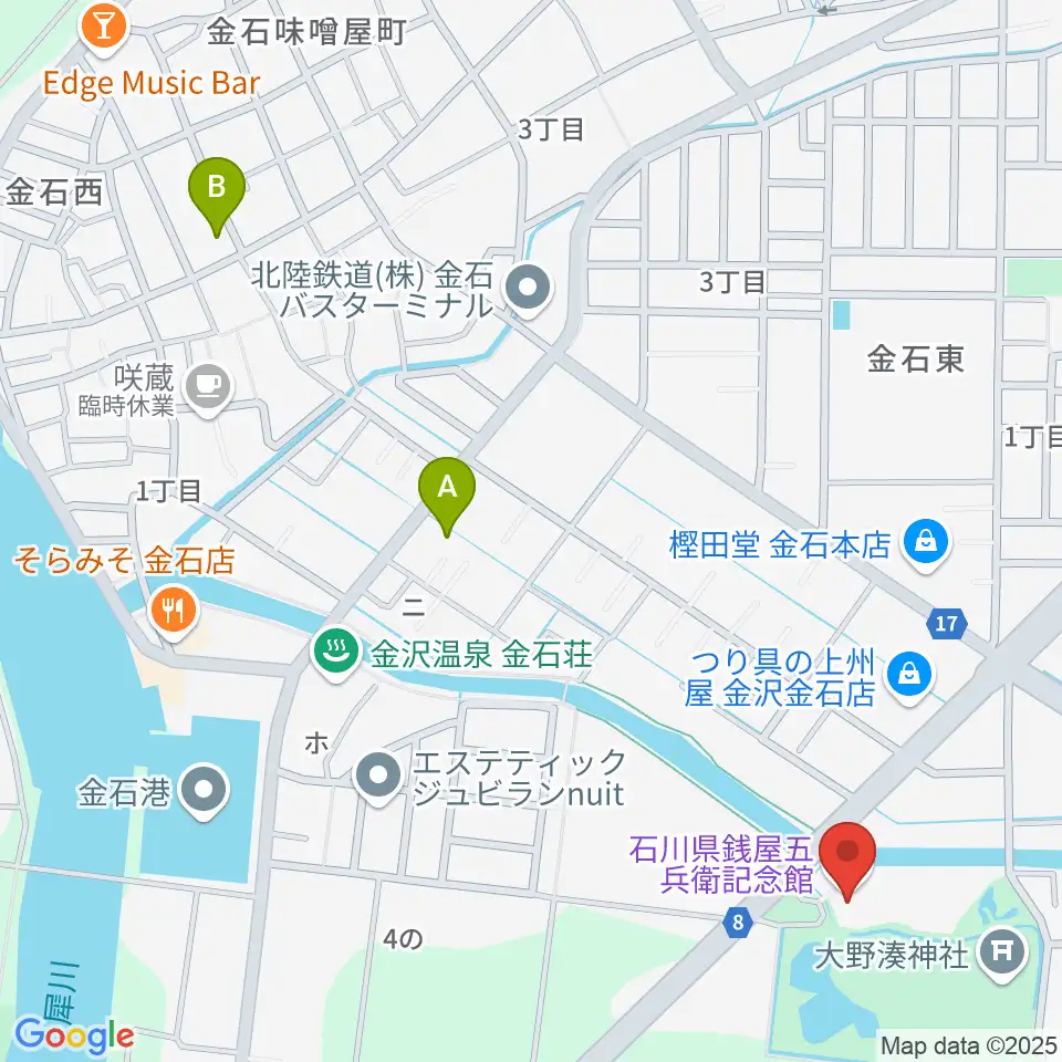 石川県銭屋五兵衛記念館周辺のホテル一覧地図