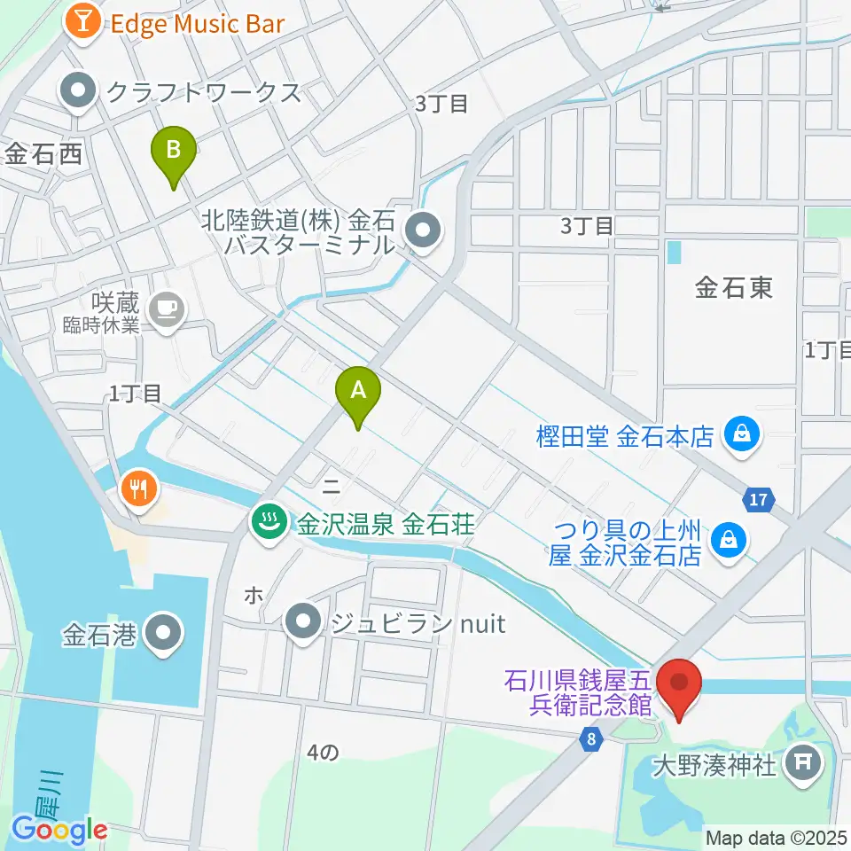 石川県銭屋五兵衛記念館周辺のホテル一覧地図