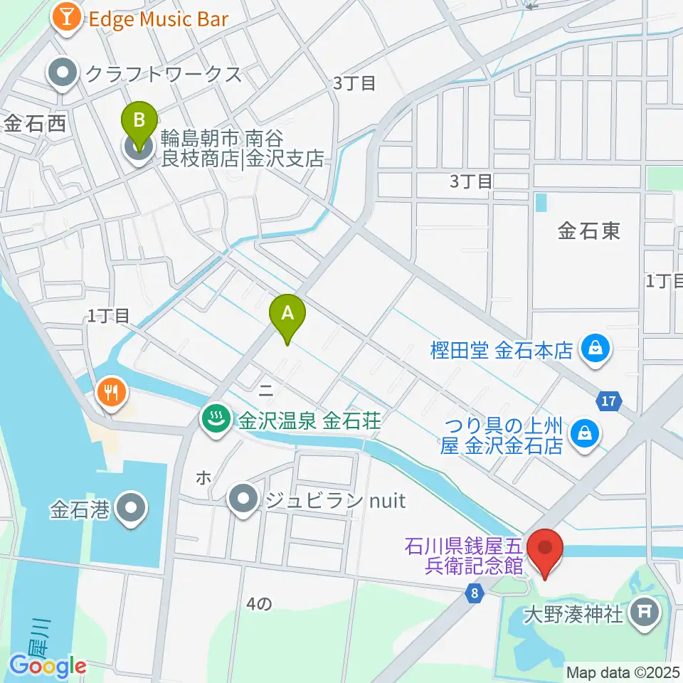 石川県銭屋五兵衛記念館周辺のホテル一覧地図