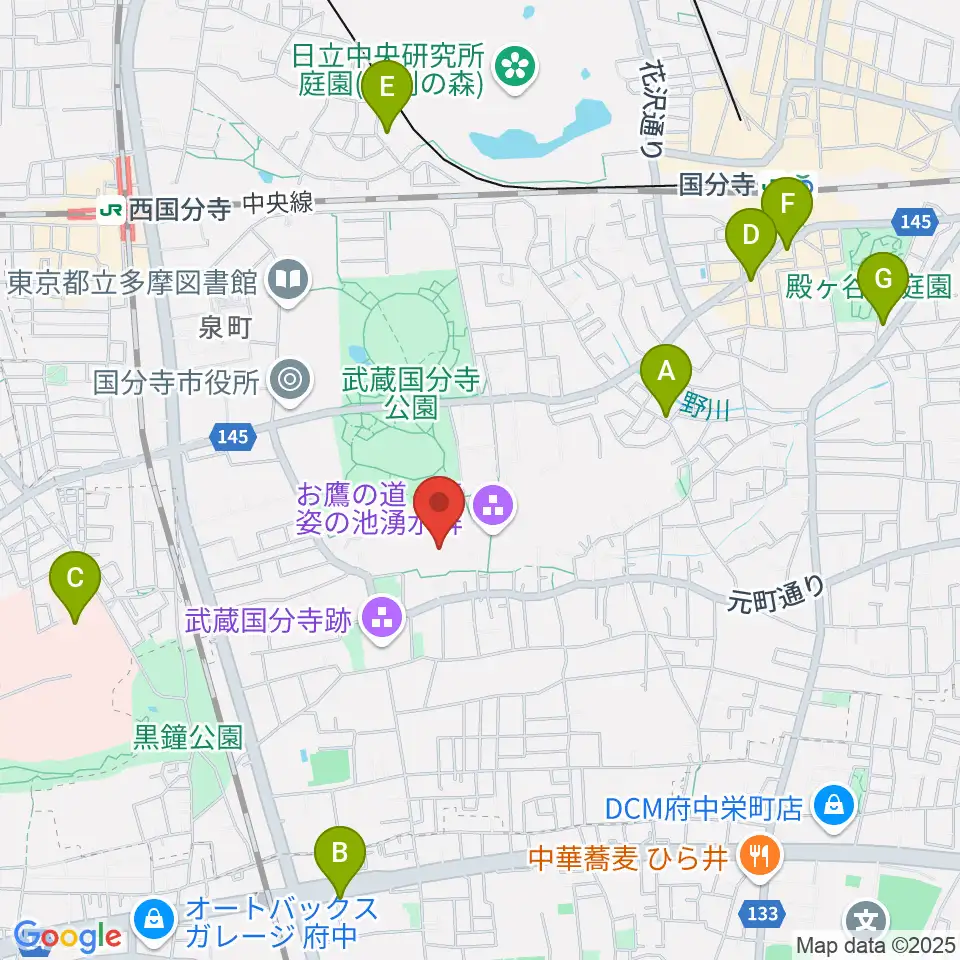 武蔵国分寺跡資料館周辺のホテル一覧地図