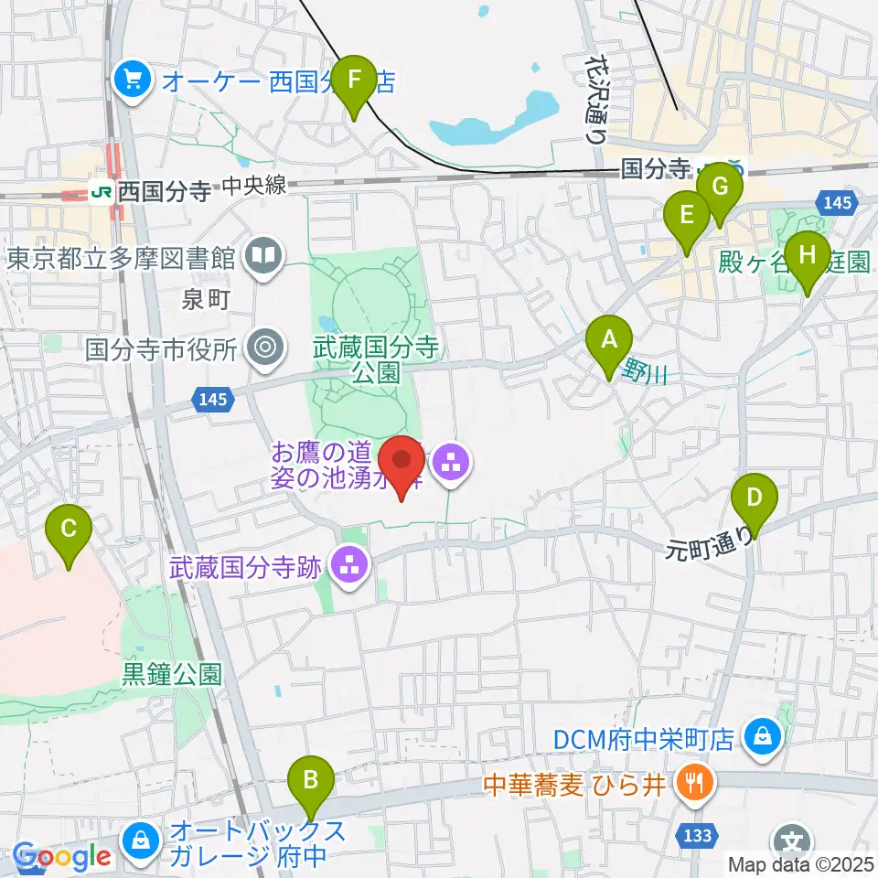 武蔵国分寺跡資料館周辺のホテル一覧地図