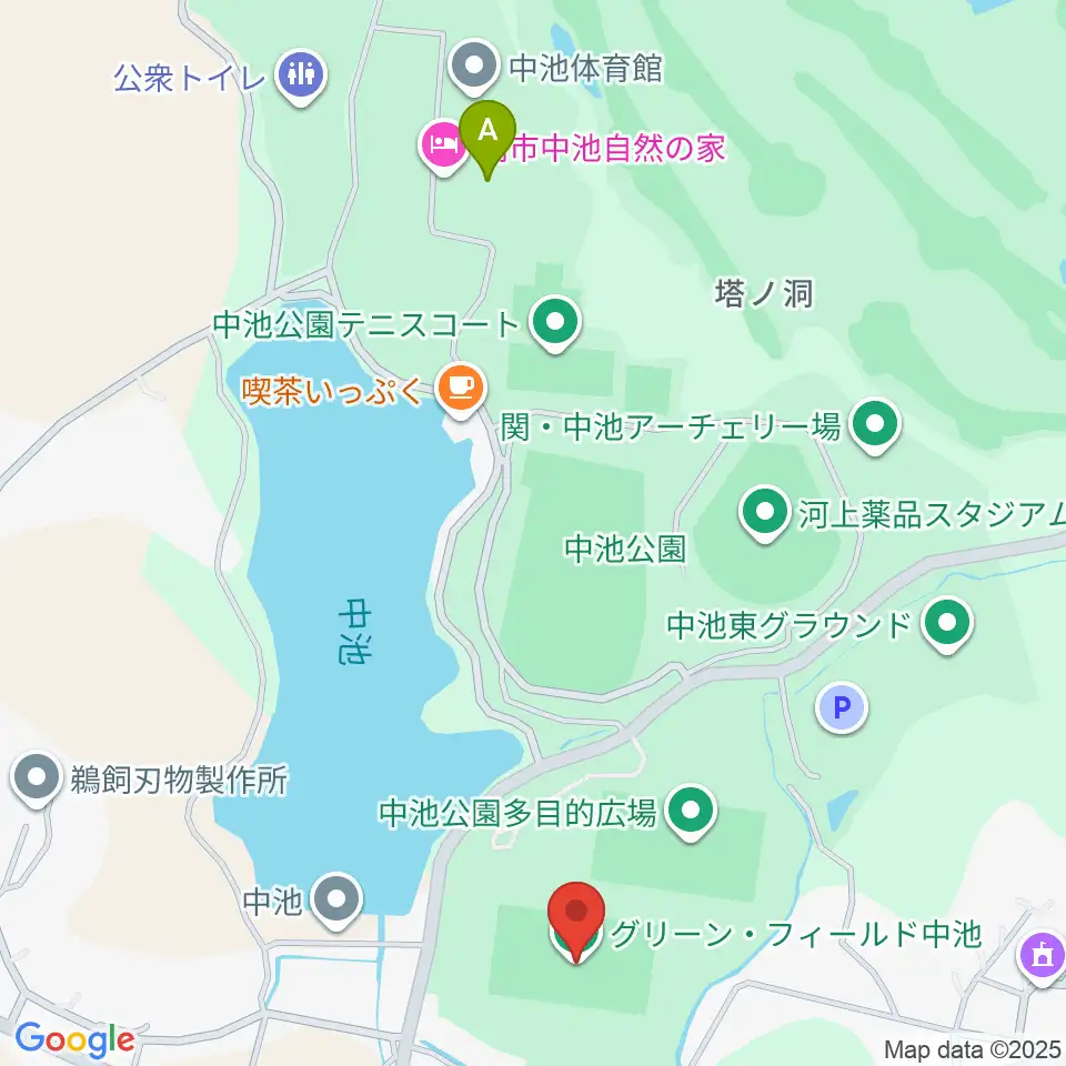 グリーン・フィールド中池周辺のホテル一覧地図