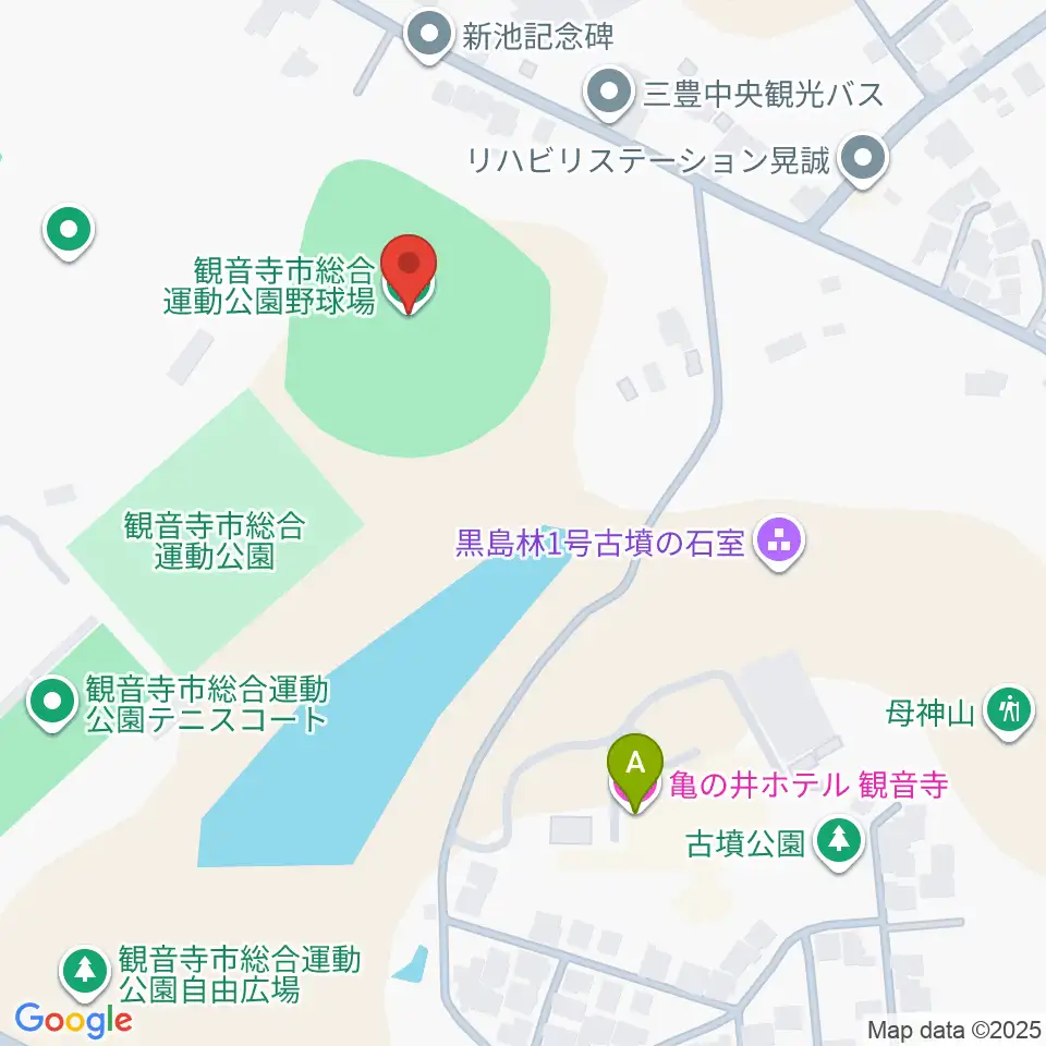 観音寺市総合運動公園野球場周辺のホテル一覧地図