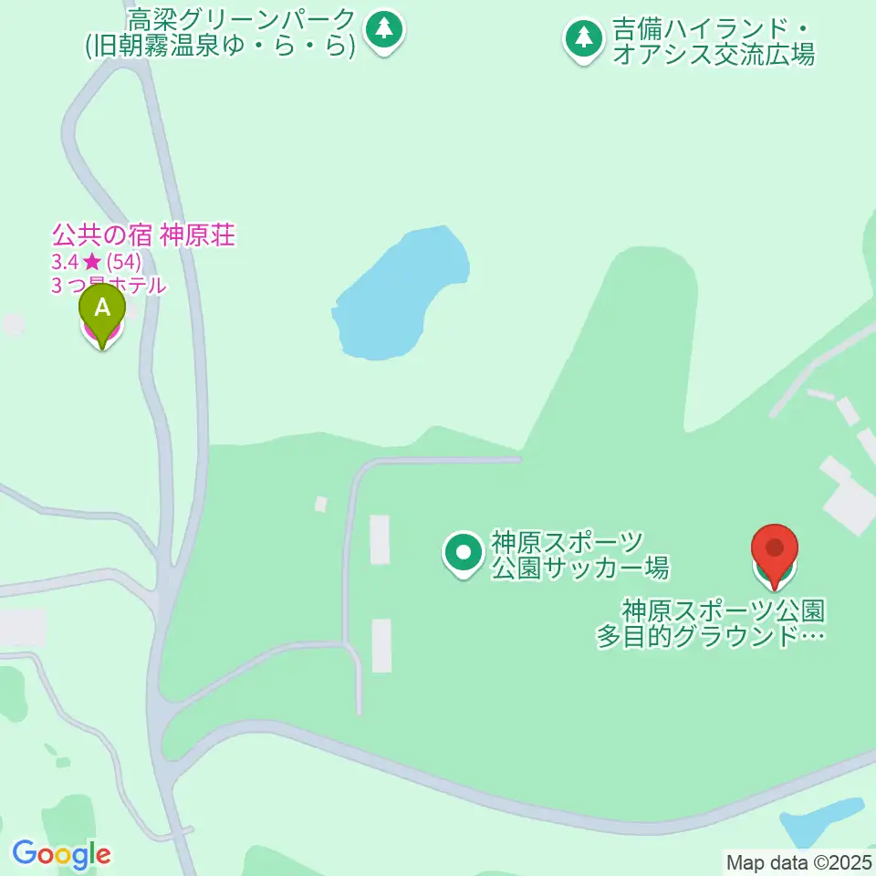 神原スポーツ公園シャルムスタジアム周辺のホテル一覧地図