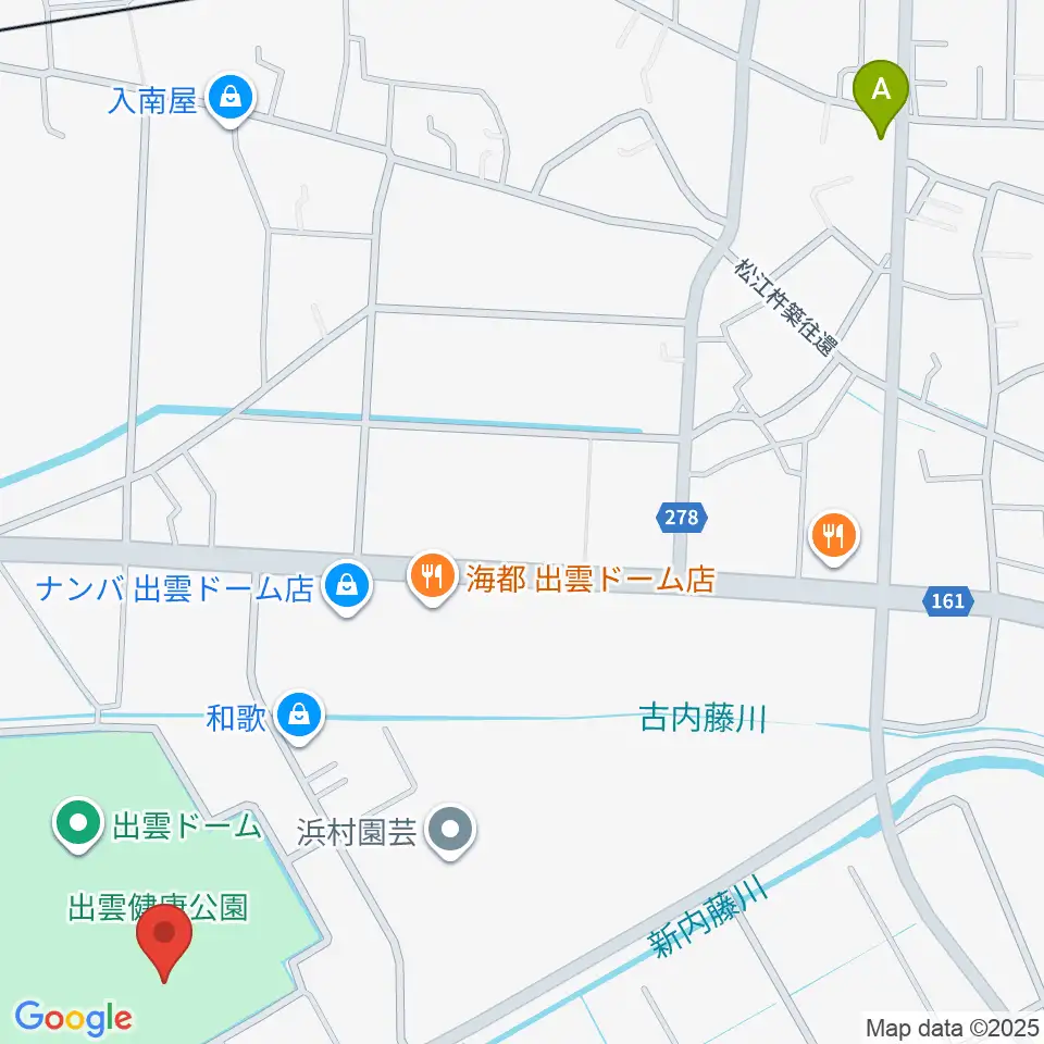 出雲健康公園多目的運動場周辺のホテル一覧地図