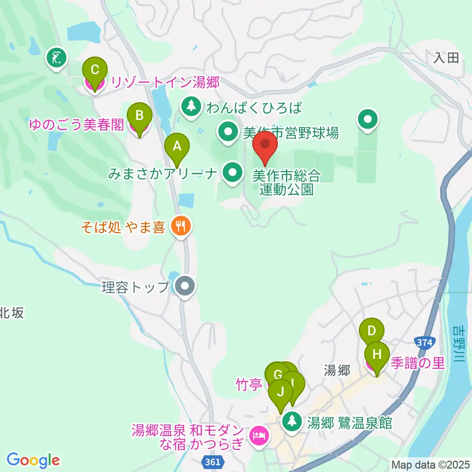 岡山県美作ラグビー・サッカー場周辺のホテル一覧地図
