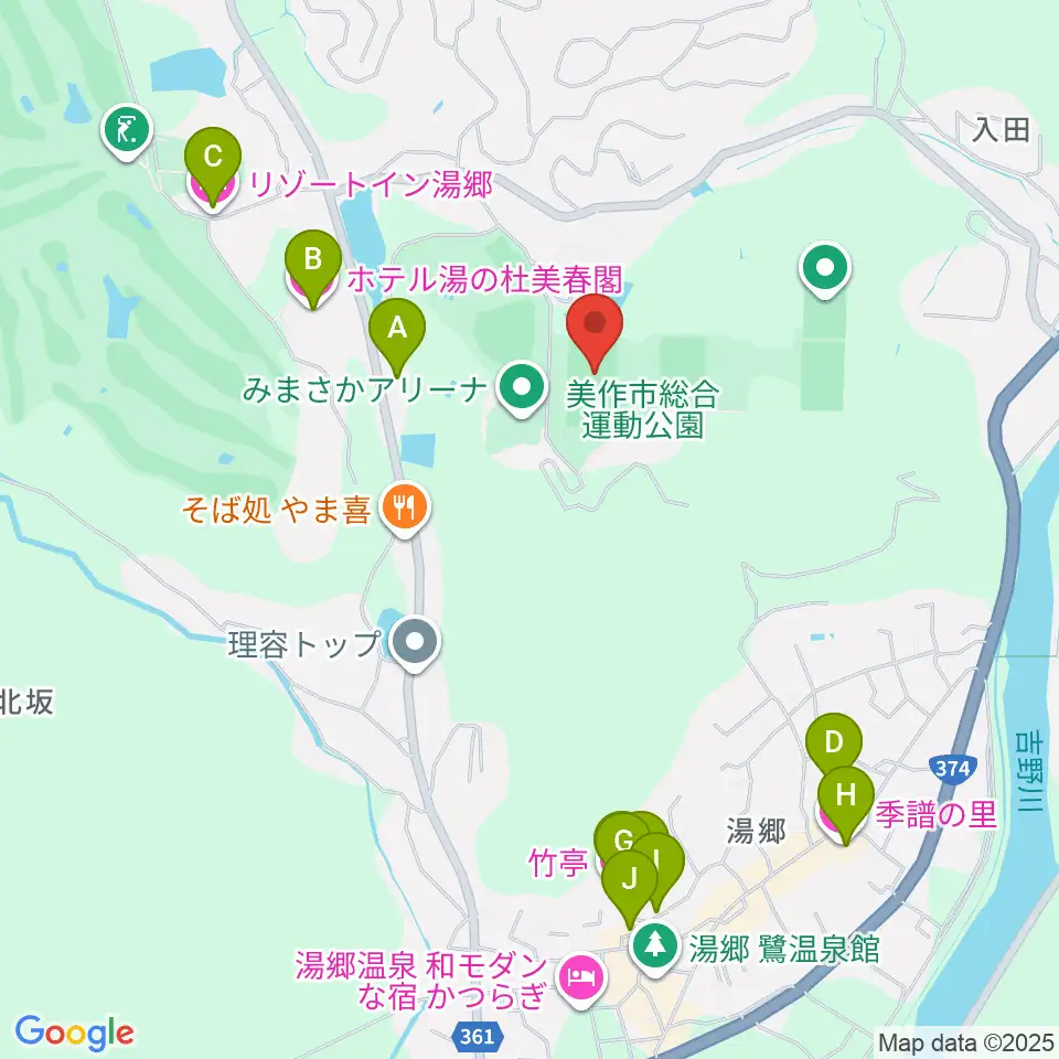 岡山県美作ラグビー・サッカー場周辺のホテル一覧地図