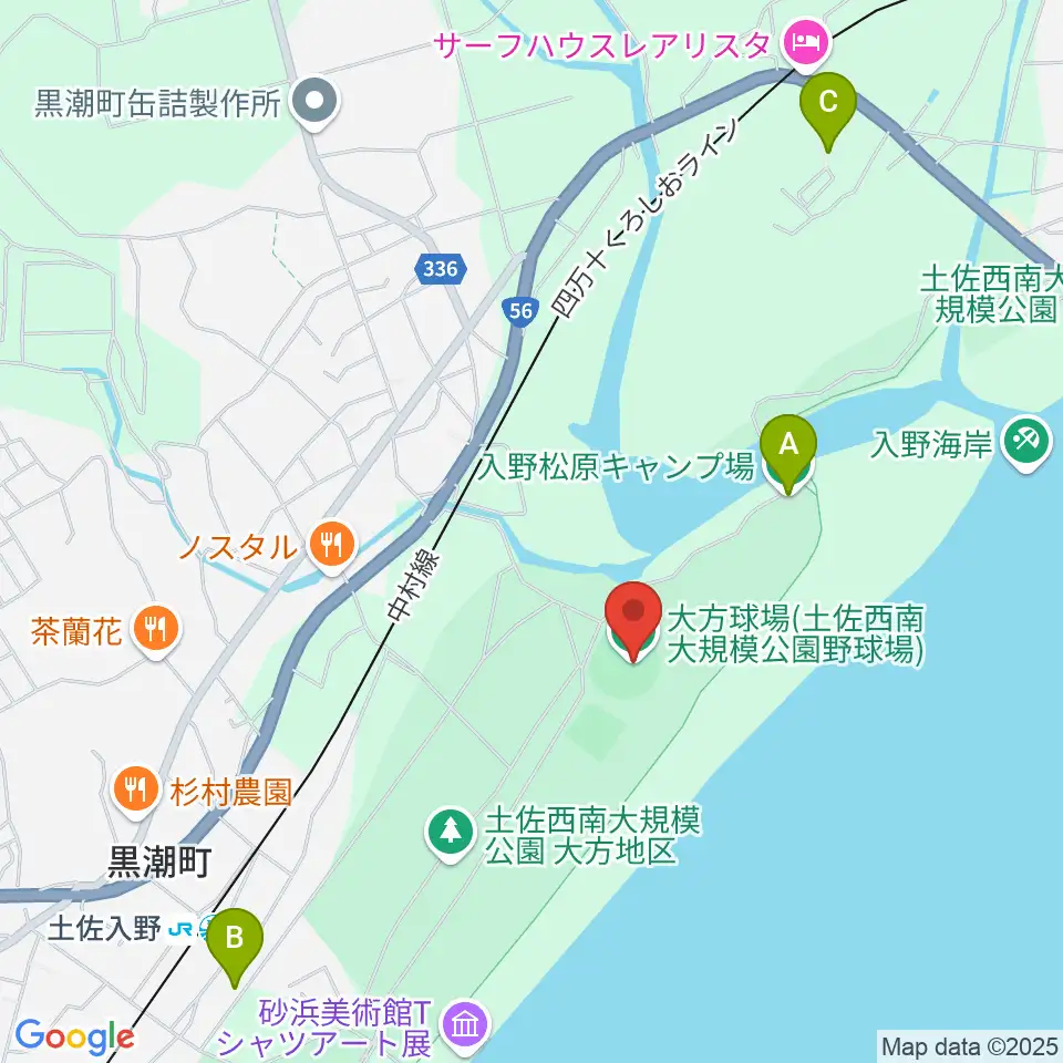土佐西南大規模公園野球場周辺のホテル一覧地図