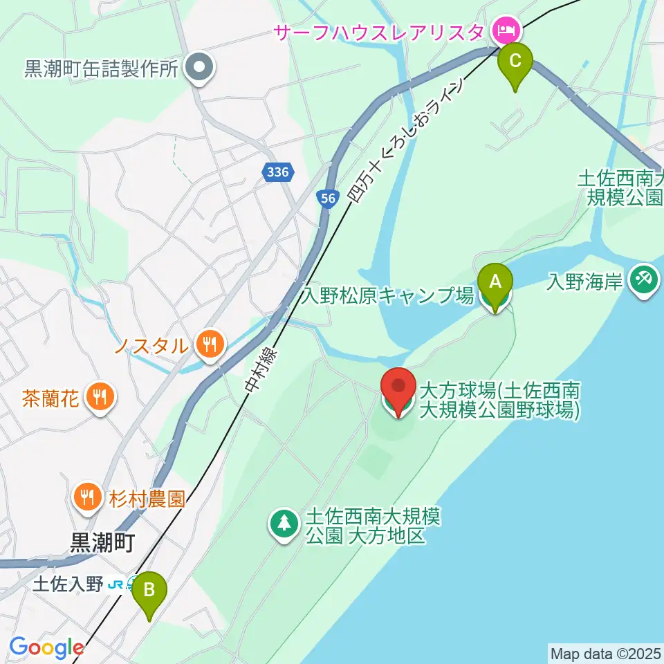 土佐西南大規模公園野球場周辺のホテル一覧地図