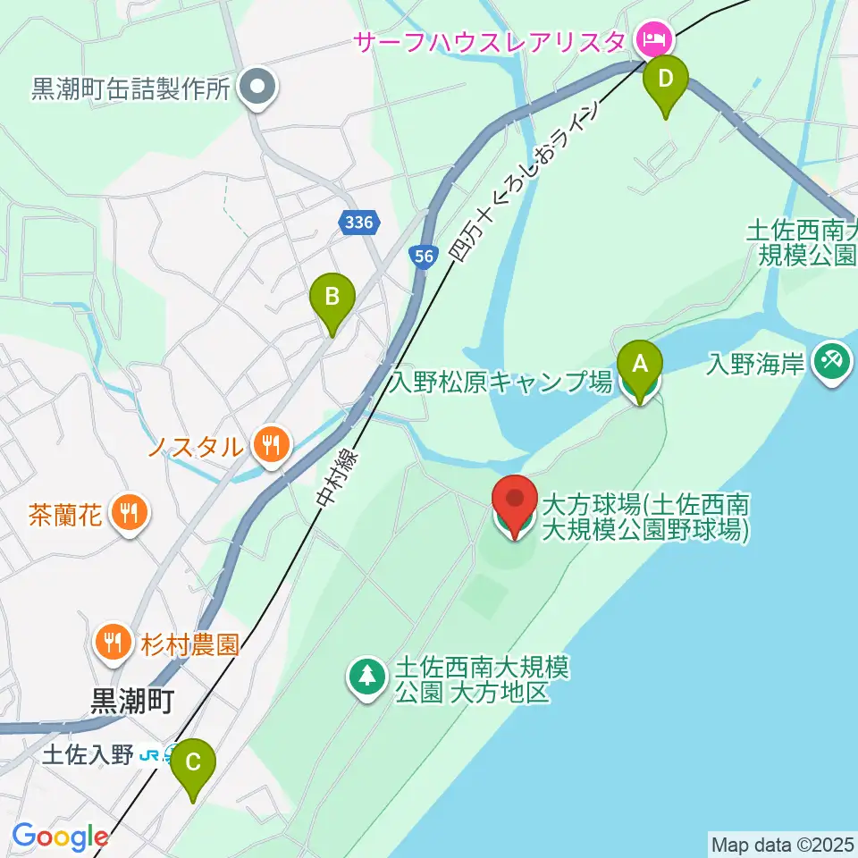 土佐西南大規模公園野球場周辺のホテル一覧地図