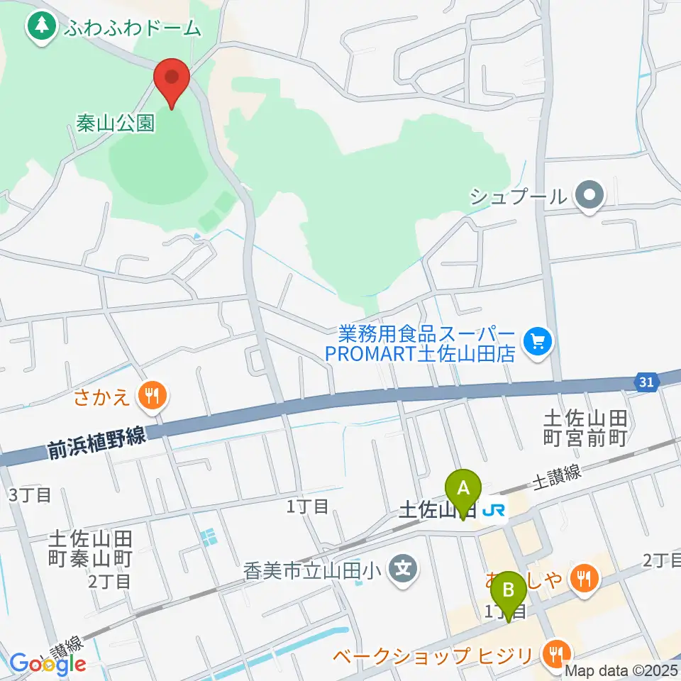 香美市秦山公園野球場周辺のホテル一覧地図
