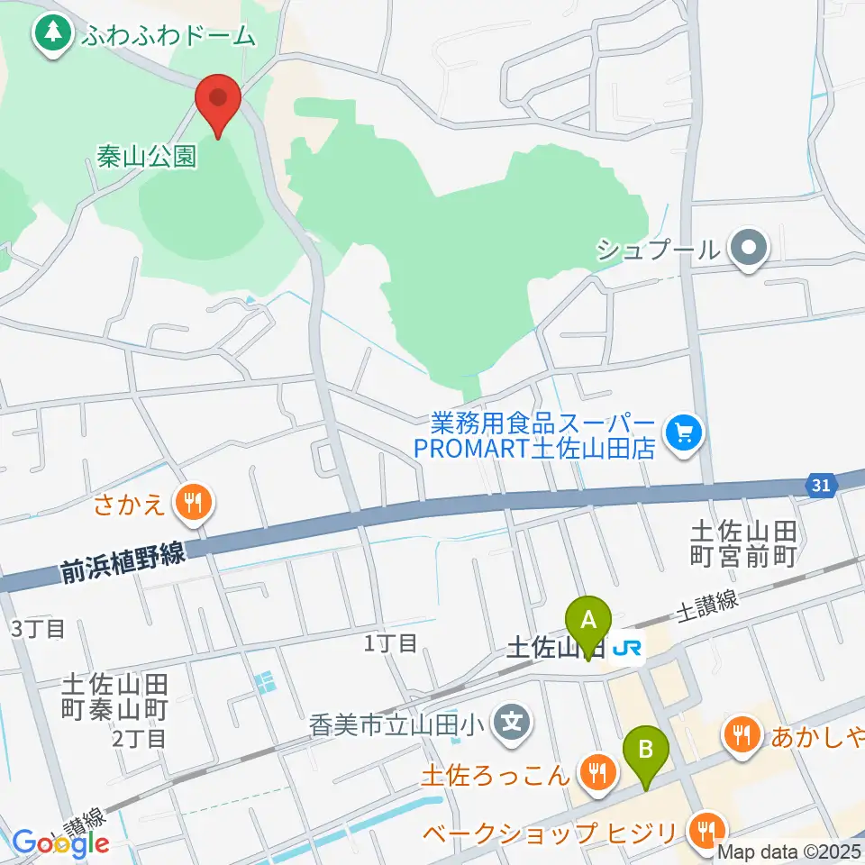 香美市秦山公園野球場周辺のホテル一覧地図