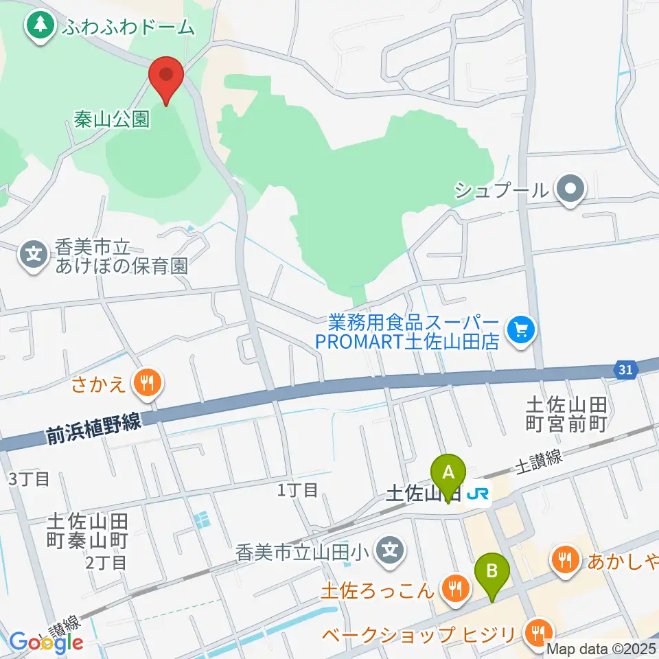 香美市秦山公園野球場周辺のホテル一覧地図