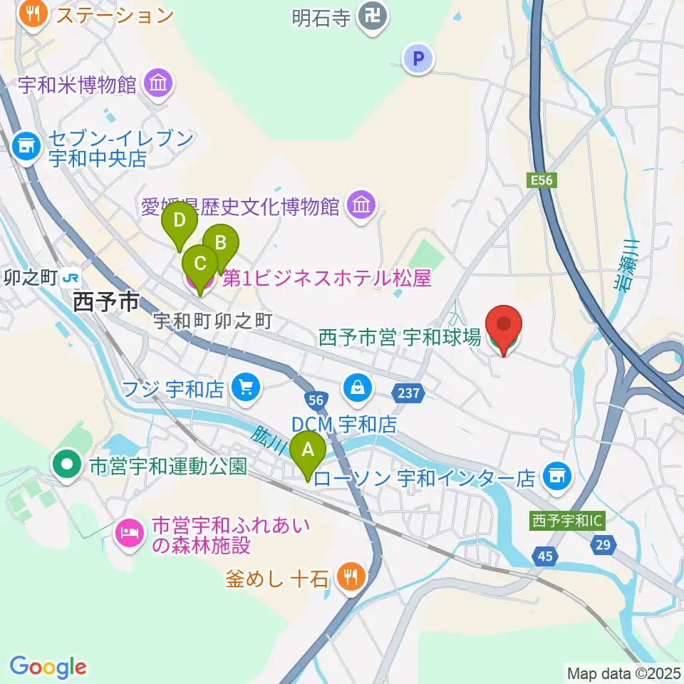 西予市営宇和球場周辺のホテル一覧地図