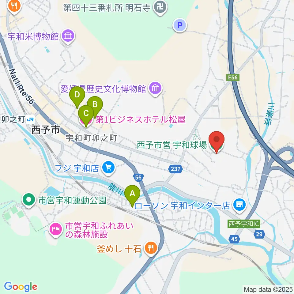 西予市営宇和球場周辺のホテル一覧地図