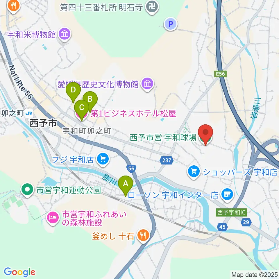 西予市営宇和球場周辺のホテル一覧地図