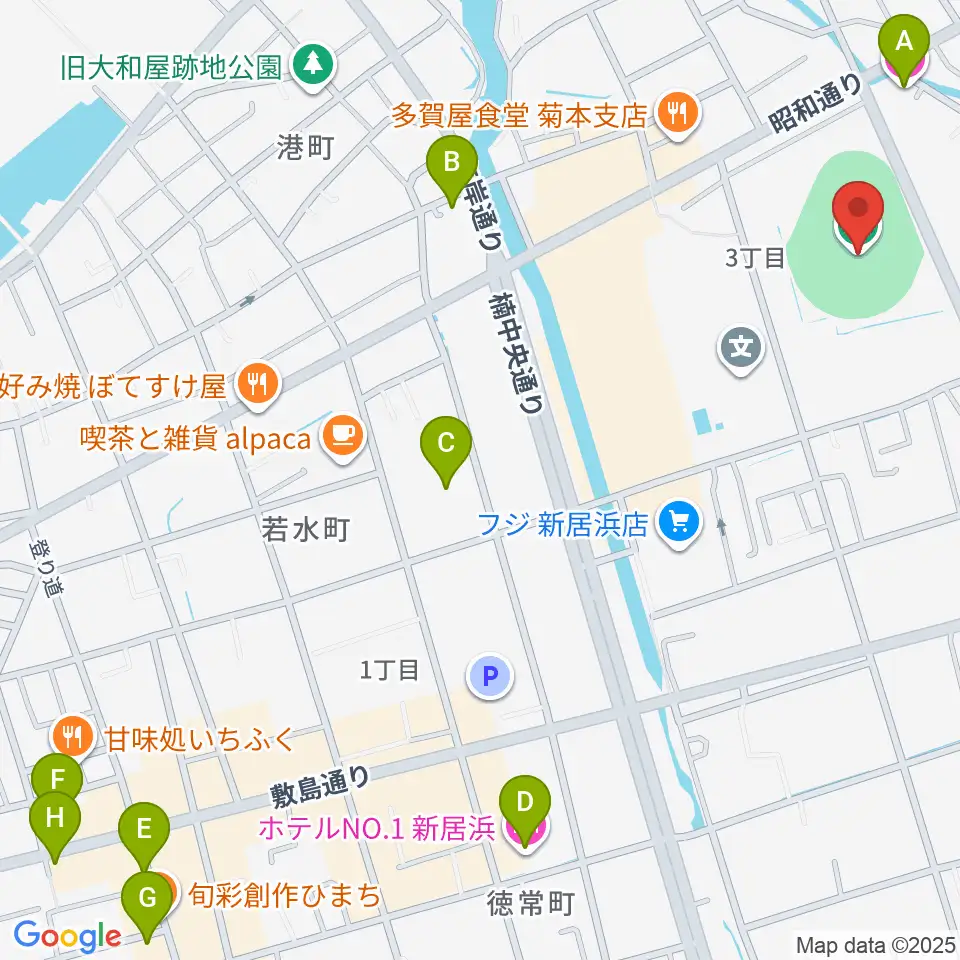 新居浜市営野球場周辺のホテル一覧地図