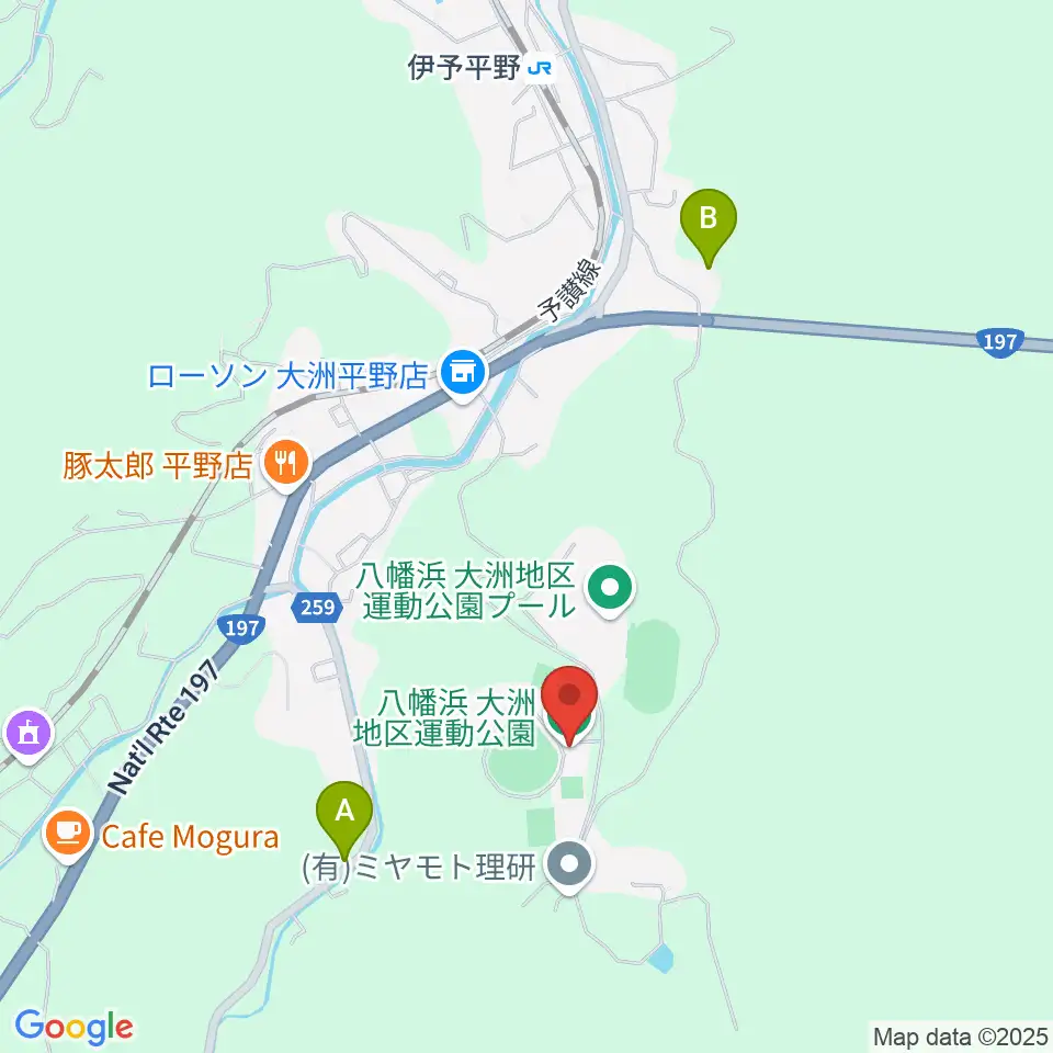 八幡浜・大洲地区運動公園野球場周辺のホテル一覧地図
